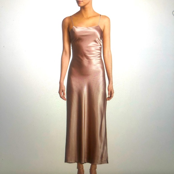 Bardot | Dresses | Bardot Satin Midi Slip Dress In Pink Rose | Poshmark